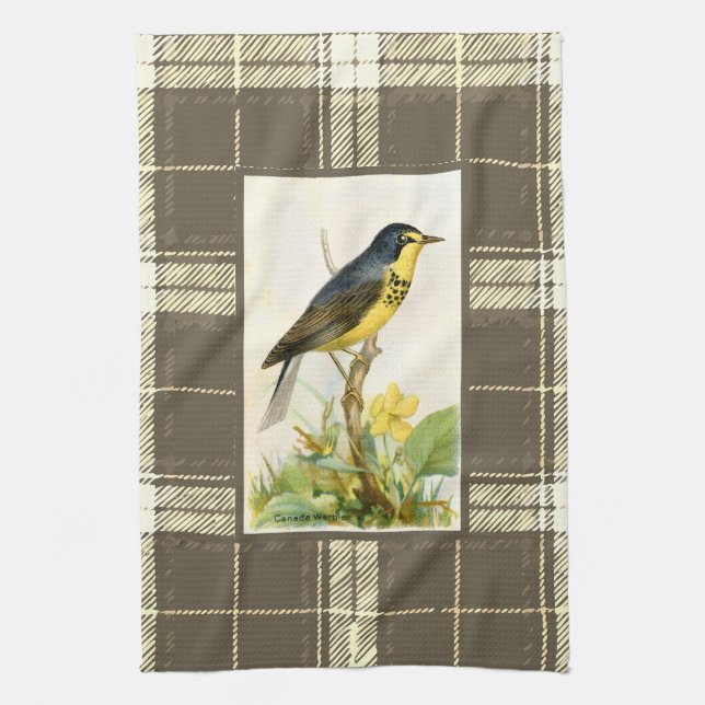 Blue Canada Warbler Tea Towel (Vertical)