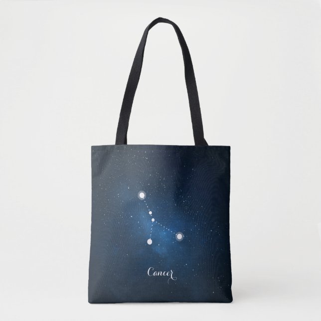 Blue Cancer Zodiac Sign Constellation Tote Bag (Front)