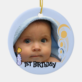 Blue Candle 1st Birthday Keepsake Ornament