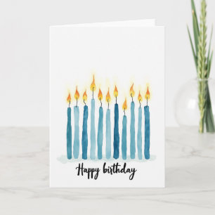 Blue Candle Birthday Art Card