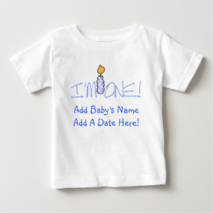 Blue Candle I'm One Customisable Baby Tshirt