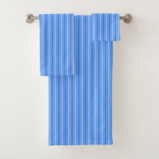 Blue candy stripes bath towel set (Insitu)