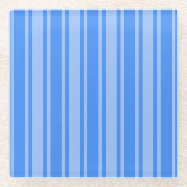 Blue candy stripes glass coaster (Front)