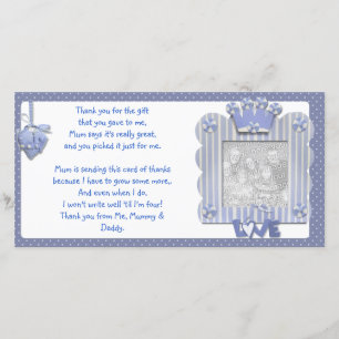 Blue candystripe frame Thank You Card from baby