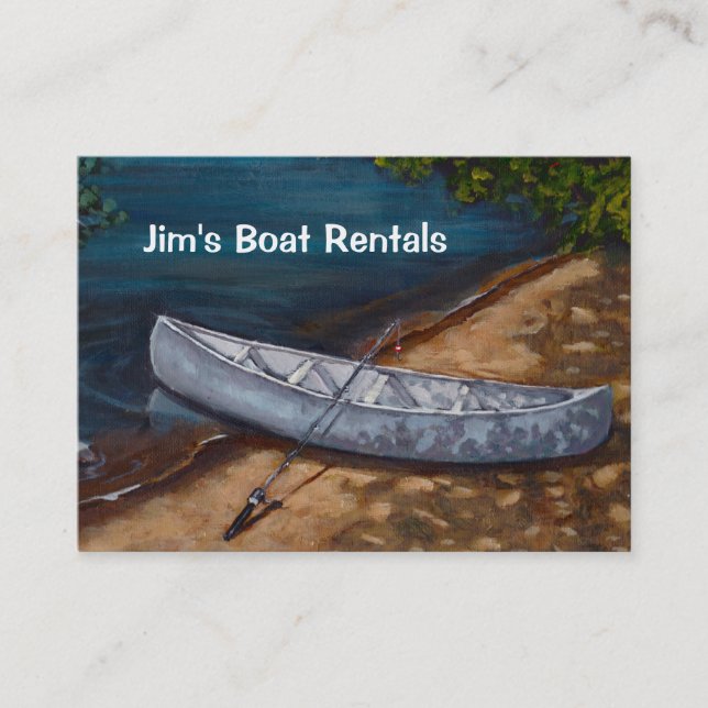 Blue Canoe Painting, Boat Rental Business Card (Front)