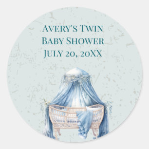 Blue Canopy Baby Boy Crib Classic Round Sticker