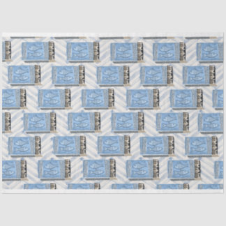 blue cans of sardines decoupage tissue paper
