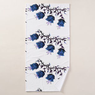 Blue Canterbury Bells on Vine Flowers Bath Towel