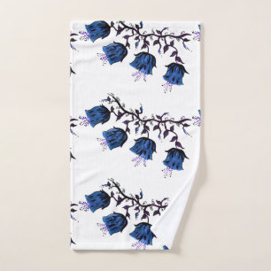 Blue Canterbury Bells on Vine Flowers Hand Towel