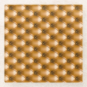Blue Capitone Textile: Retro Background Glass Coaster