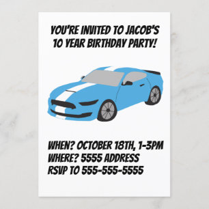 Blue car boys/men birthday card