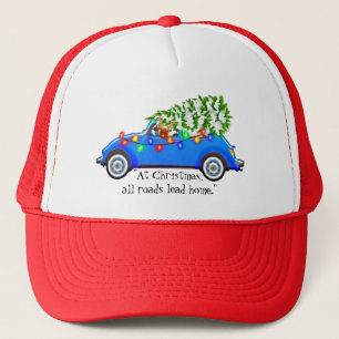 Blue Car Christmas Trucker Hat