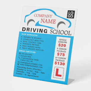 Blue Car Logo, Driving School, Instructor Advert Pedestal Sign