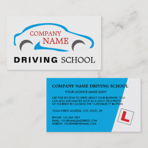 Blue Car Logo, Driving School, Instructor Business Card