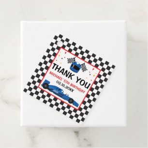 Blue Car Racing Birthday Favor tag