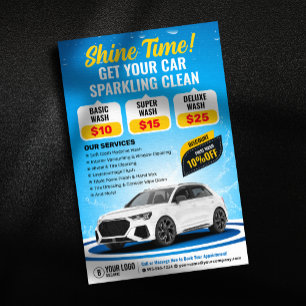 Blue Car Wash Auto Detailing Auto Cleaning Waxing Flyer