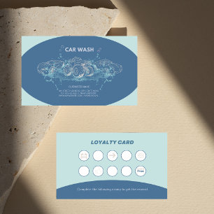 Blue Car Wash Customer Loyalty Rewards Cards