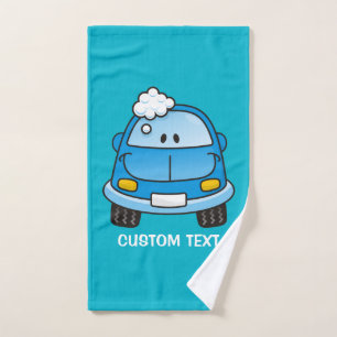 Blue Car with Bubbles Bath Towel Set