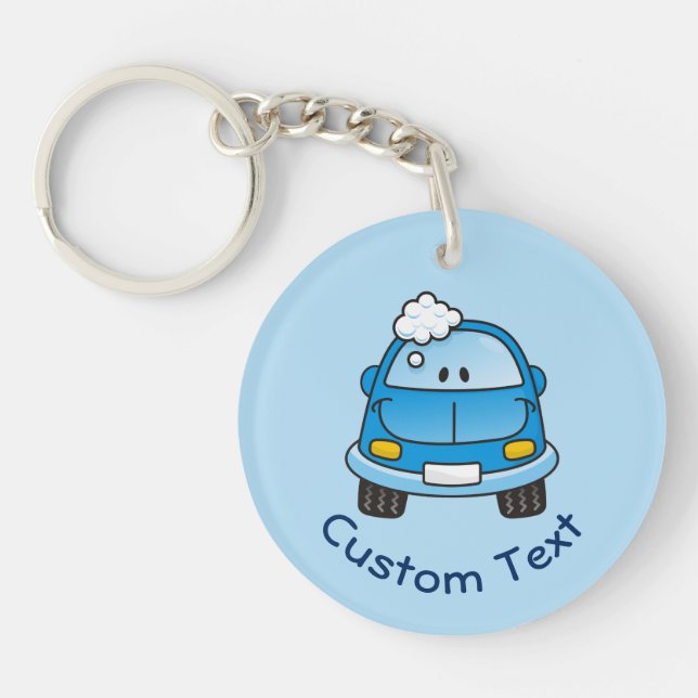 Blue Car with Bubbles Keychain (Front)