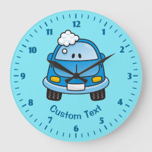 Blue car with bubbles large clock