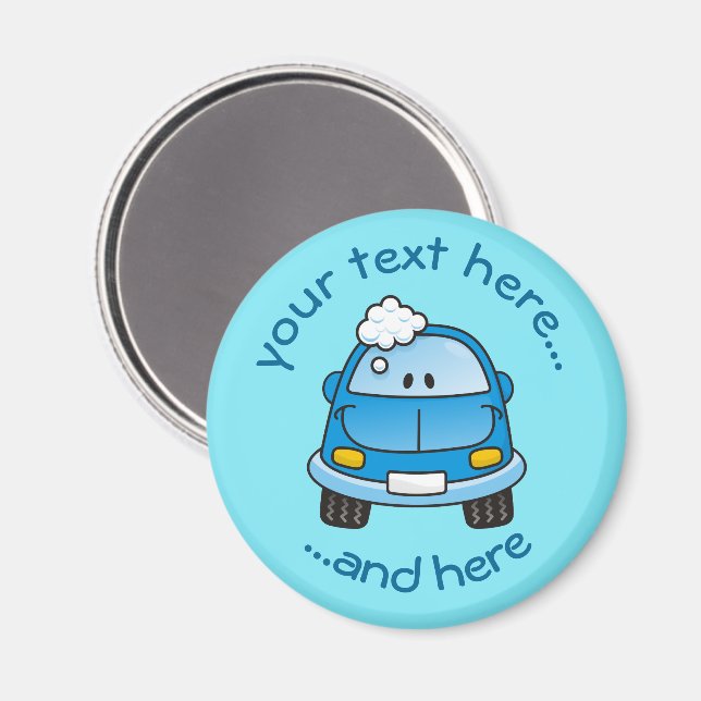 Blue Car with Bubbles Magnet (Front/Back)
