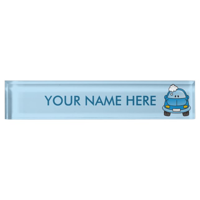Blue car with bubbles nameplate (Front)