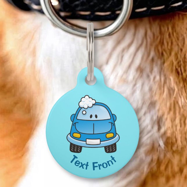 Blue car with bubbles pet tag (Creator Uploaded)