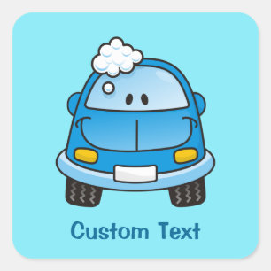 Blue car with bubbles square sticker