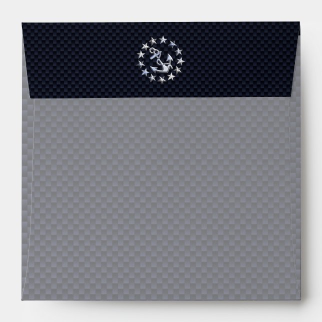 Blue Carbon Fibre Nautical Chrome Yacht Flag Print Envelope (Back (Top Flap))