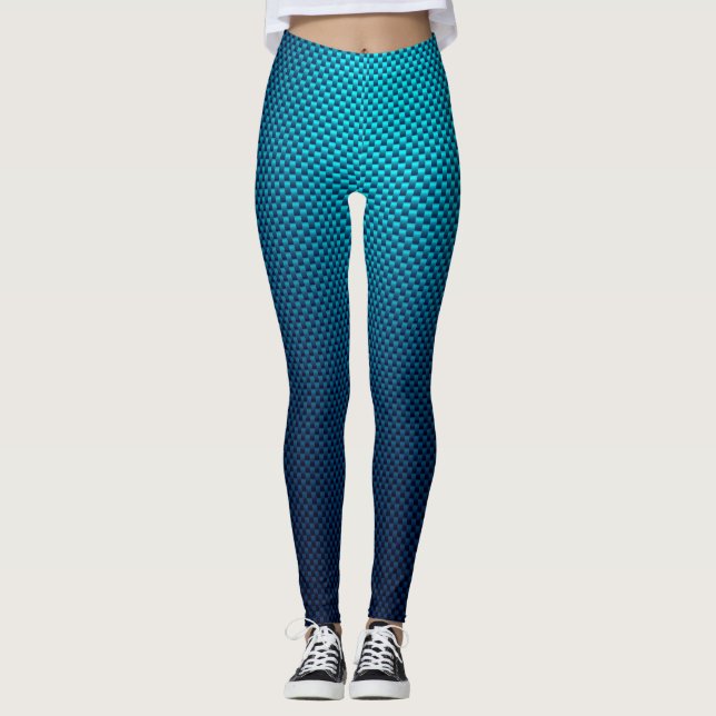 Blue carbon fibre pattern leggings (Front)