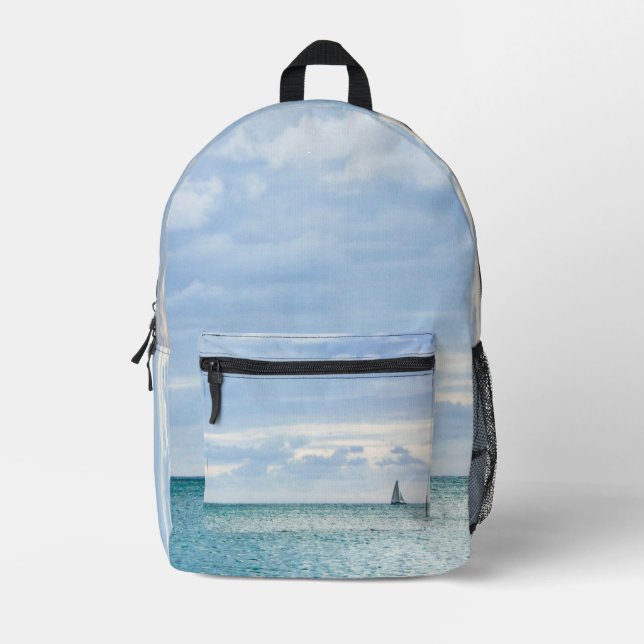 Blue Caribbean Sea  Printed Backpack (Front)
