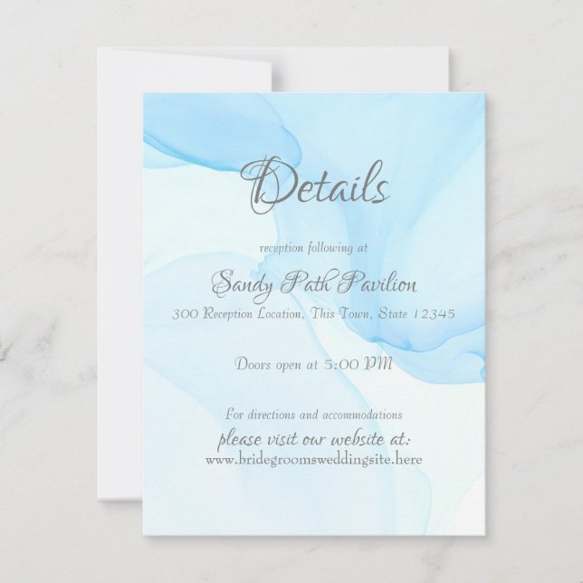 Blue Caribbean Wedding Details Invitation (Front)
