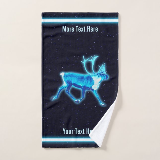 Blue Caribou (Reindeer) Bath Towel Set (Hand Towel)