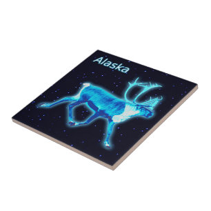 Blue Caribou (Reindeer) Ceramic Tile