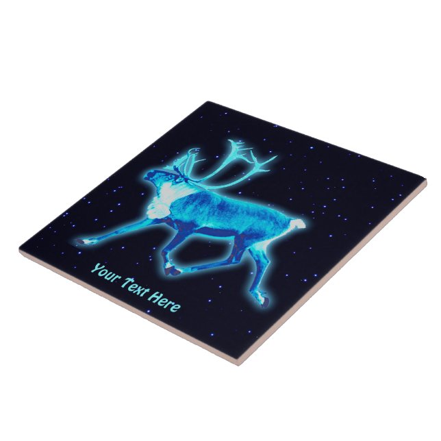 Blue Caribou (Reindeer) Ceramic Tile (Side)