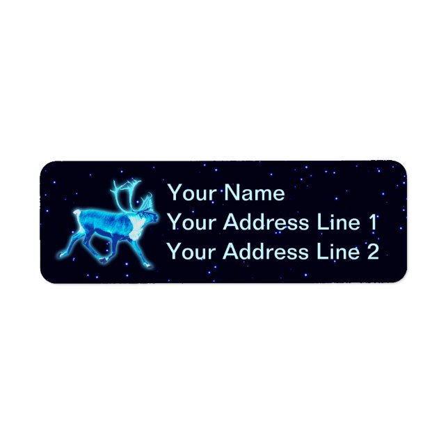 Blue Caribou (Reindeer) Return Address Label (Front)