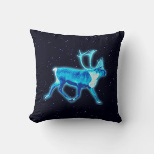 Blue Caribou (Reindeer) Throw Pillow