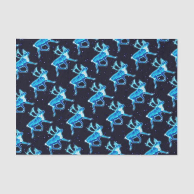 Blue Caribou (Reindeer) Tissue Paper (Front)