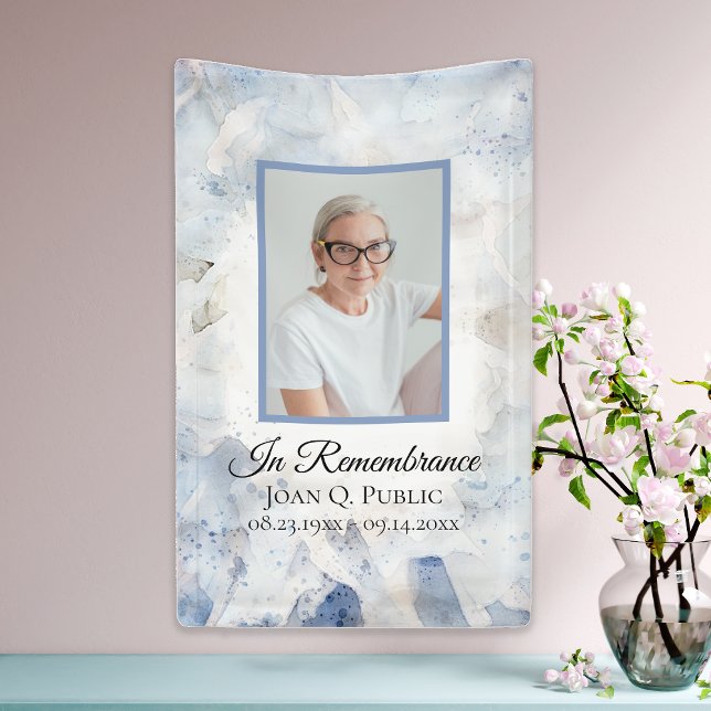 Blue Carnation Floral Celebration of Life Funeral Banner (Creator Uploaded)