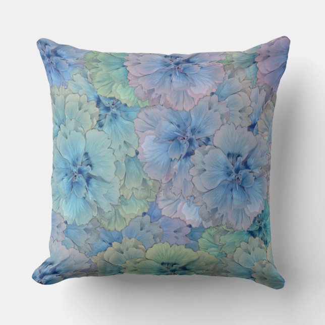 Blue carnations in vintage style cushion (Front)