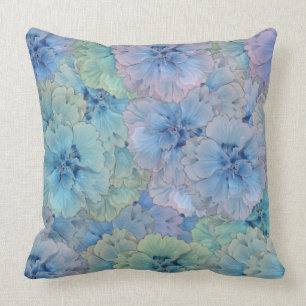Blue carnations in vintage style cushion