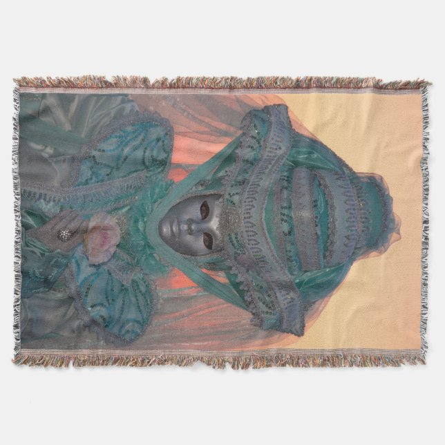 Blue Carnival Costume, Venice Throw Blanket (Front)