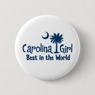 Blue Carolina Girl Best in the World 6 Cm Round Badge