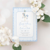 Blue Carousel Baby Boy Shower Invitation