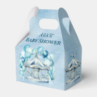 Blue Carousel with Arch Balloons Boy Baby Shower
