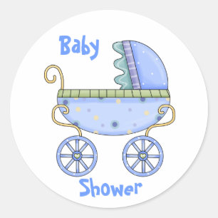 Blue Carriage Baby Boy Shower Envelope Seal