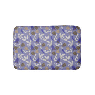 Blue Carrots And Nuts Pattern Bath Mat