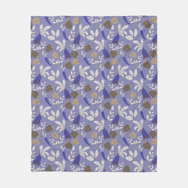 Blue Carrots And Nuts Pattern Fleece Blanket (Front)