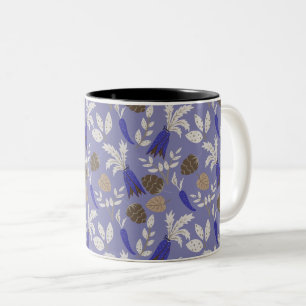 Blue Carrots And Nuts Pattern Two-Tone Coffee Mug
