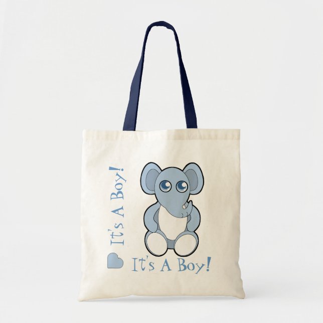Blue Cartoon Baby Elephant New Mummy Bag (Front)